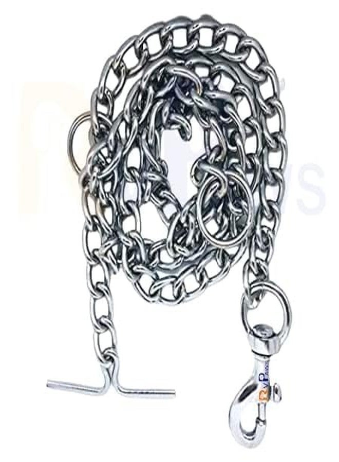 سلسلة كلاب Pups&Pets فضية اللون، سلسلة متينة شديدة التحمل مع خطاف قوي (طول - 60 بوصة)، رقم السلسلة -6، (كلب كبير - وزن السلسلة: 630 غرام)